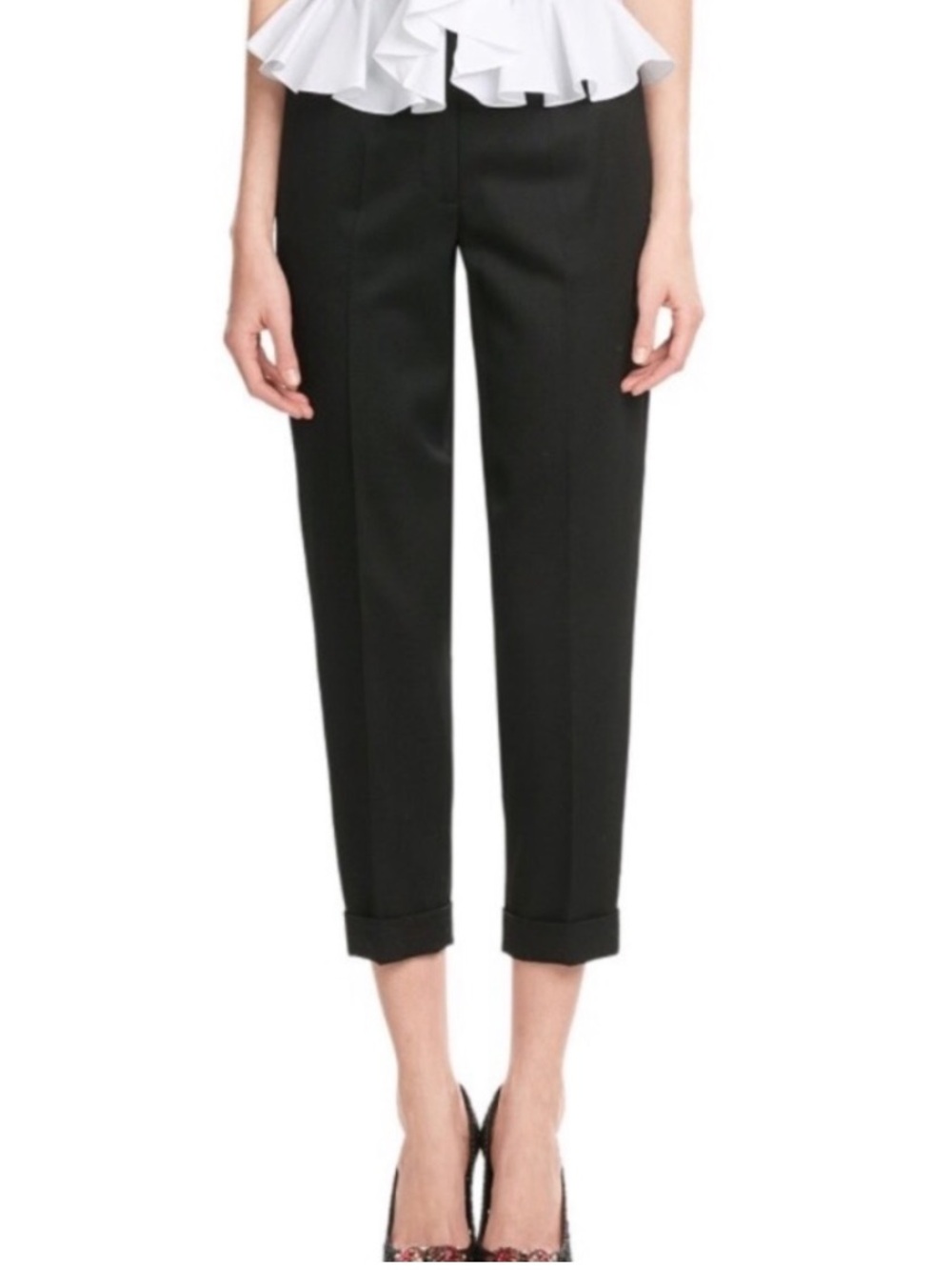 Alexander McQueen Black Cropped Tailored Pants